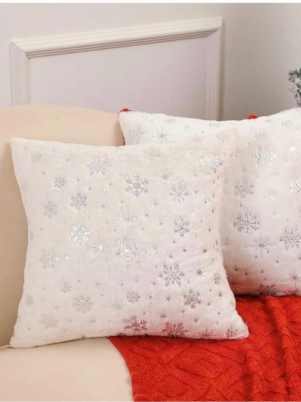 White Snowflake Decorative Throw Pillow - Holiday Accent